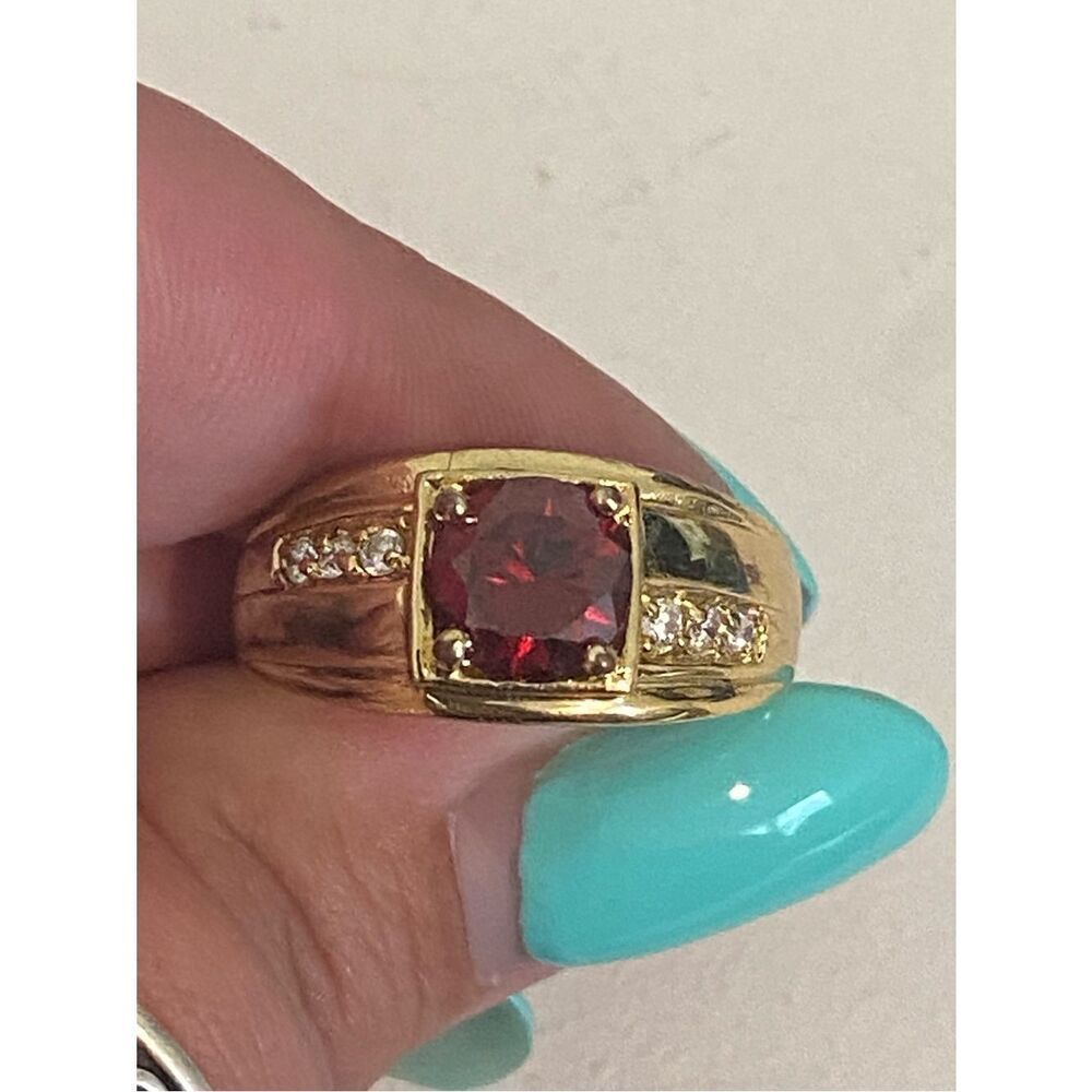 Gold Plated Red Cocktail Ring